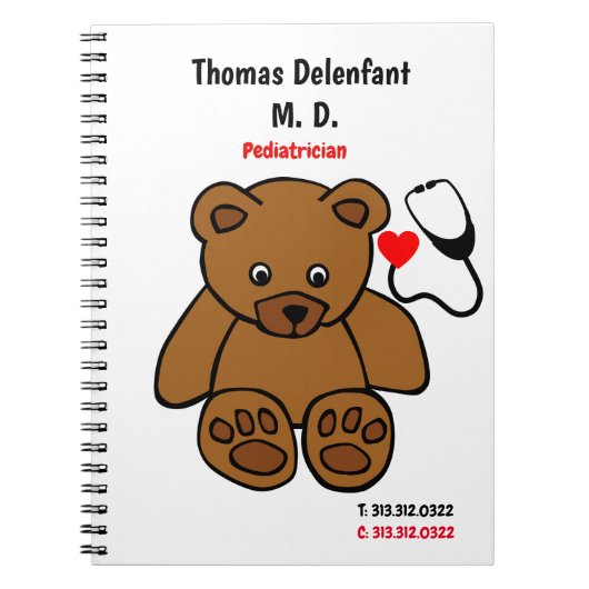 Pediatrische arts - teddy- en hartstethoscoop notitieboek (Voorkant)