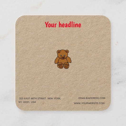 Pediatrische arts - teddy- en hartstethoscoop vierkante visitekaartje (Achterkant)