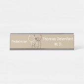 Pediatrische arts - teddy - stethoscoop bureau naambordje (Voorkant)
