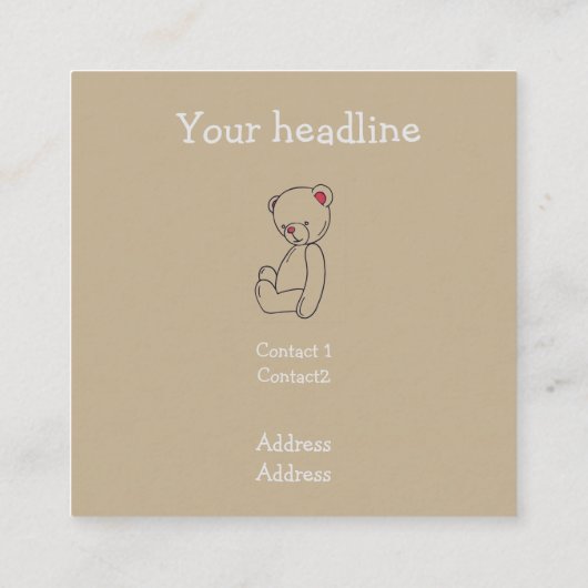 Pediatrische arts - teddy - stethoscoop vierkante visitekaartje (Achterkant)