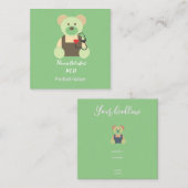 Pediatrische arts - teddy - stethoscoop vierkante visitekaartje (Voorkant / Achterkant)