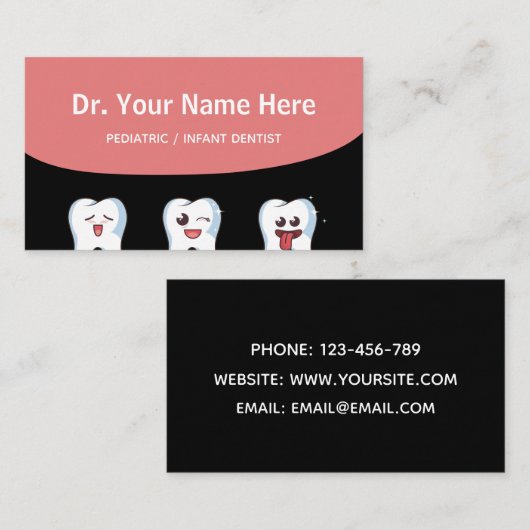 Pediatrische Baby Tandarts Kinder Doctor Funny Tee Visitekaartje (Voorkant / Achterkant)