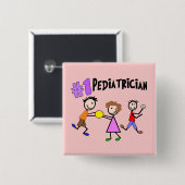 Pediatrische cadeautjes "# 1" tick People Design Vierkante Button 5,1 Cm (Voorkant /achterkant)
