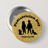 Pediatrische Dag Button met Silhouettes van Kinder (Voorkant /achterkant)