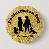 Pediatrische Dag Button met Silhouettes van Kinder (Voorkant)