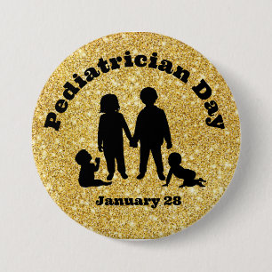 Pediatrische Dag Button met Silhouettes van Kinder
