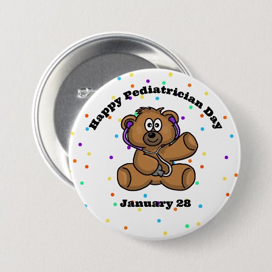 Pediatrische Dag Dr Teddy Bear Button (Voorkant /achterkant)