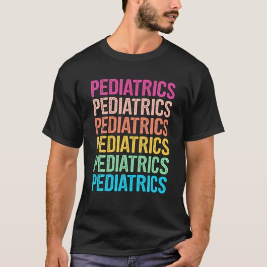 Pediatrische Retro-regenboog voor pediatricus, PED T-shirt (Voorkant)