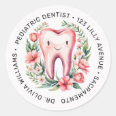 Pediatrische tandarts Blush Waterverf Ronde Sticker (Voorkant)