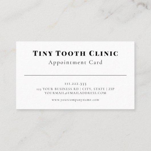 Pediatrische Tandarts Kinder Afspraakkaart Visitekaartje (Achterkant)