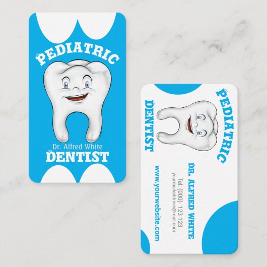 Pediatrische tandheelkundige Aangepaste Visitekaar Visitekaartje (Voorkant / Achterkant)