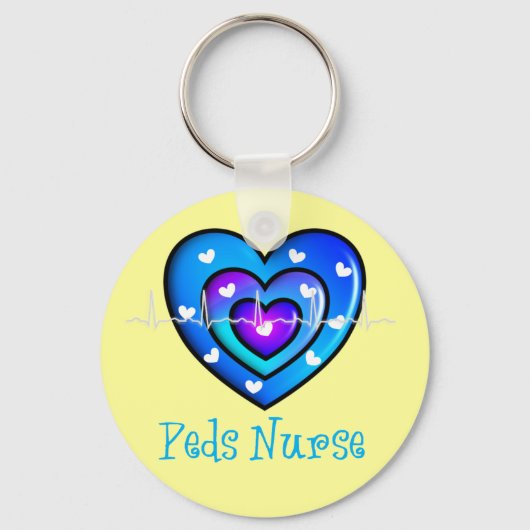 Pediatrische verpleegkundigen Kunstblauw ontwerp v Sleutelhanger (Voorkant)