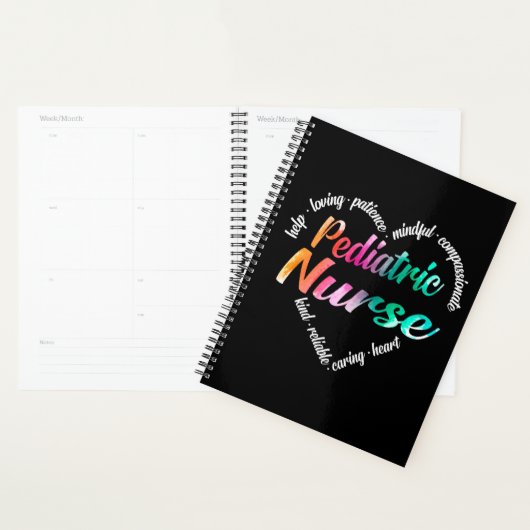 Pediatrische verpleegkundigen Word Cloud Waterverf Planner (Display)