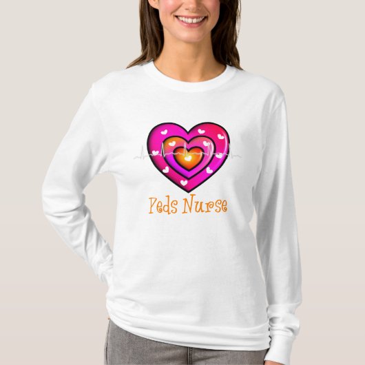 Pediatrische verpleegster Artsy Blue Heart Hoodie T-shirt (Voorkant)