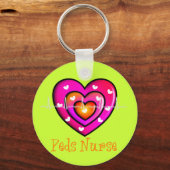 Pediatrische verpleegster Artsy Pink Heart Design Sleutelhanger (Voorkant)