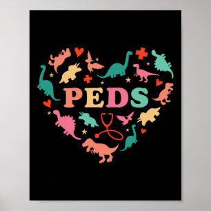 Pediatrische verpleegster bemanning Cute Kleurrijk Poster