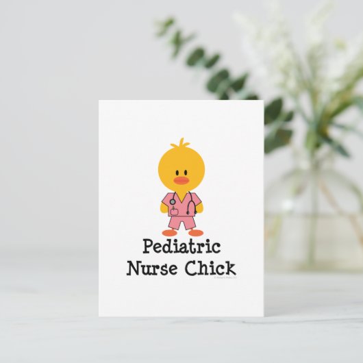 Pediatrische verpleegster Chick Briefkaart (Staand voorkant)