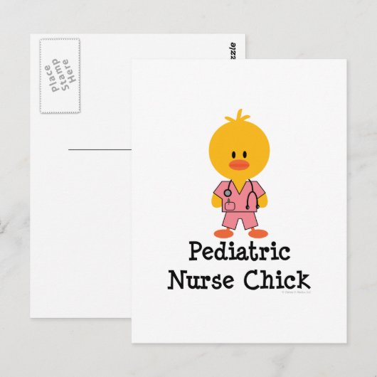 Pediatrische verpleegster Chick Briefkaart (Voorkant / Achterkant)