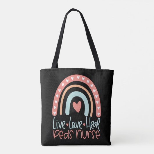 Pediatrische verpleegster Live Love Heal Gift RN V Tote Bag (Achterkant)