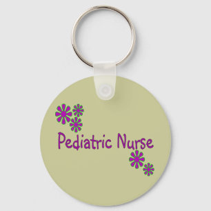 Pediatrische verpleegsters paarse bloemen sleutelhanger