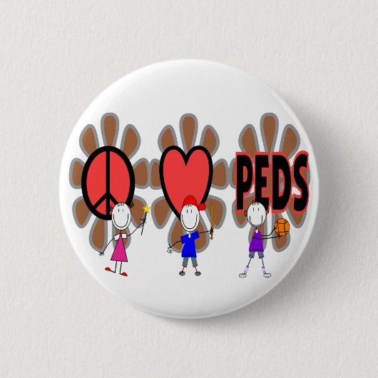 Pediatrische verpleegsters— "Peace Love Pediatrics Ronde Button 5,7 Cm (Voorkant)