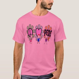 Pediatrische verpleegsters "Peace-Love-Pediatrics" T-shirt