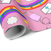 Pediatrische zuster Gift Wrap Kinder Art Thema Cadeaupapier (Rol Hoek)