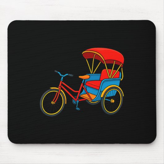 Pedicab Cycle Rickshaw Bike Taxi Premium Tri-blend Muismat (Voorkant)
