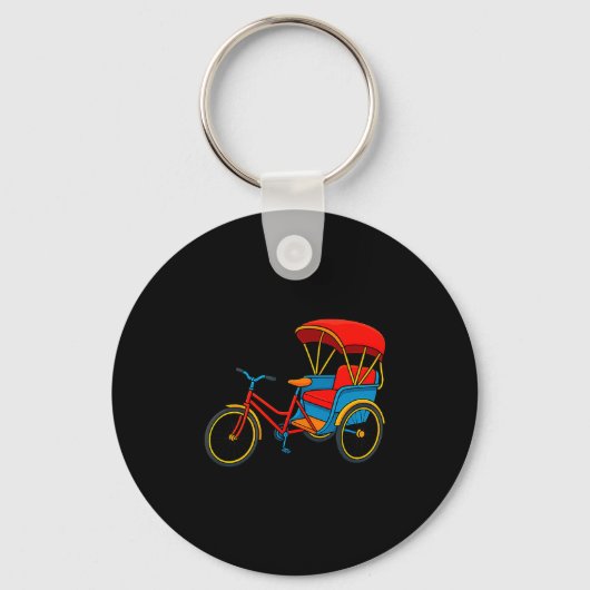 Pedicab Cycle Rickshaw Bike Taxi Premium Tri-blend Sleutelhanger (Voorkant)