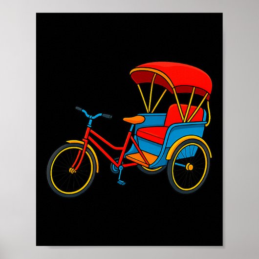 Pedicab Cycle Rickshaw Fiets Taxi Premium Tri-blen Poster (Voorkant)