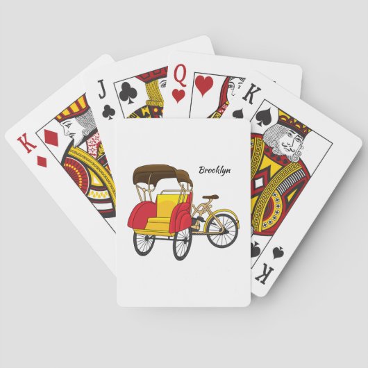 Pedicab rickshaw cartoon illustratie pokerkaarten (Achterkant)