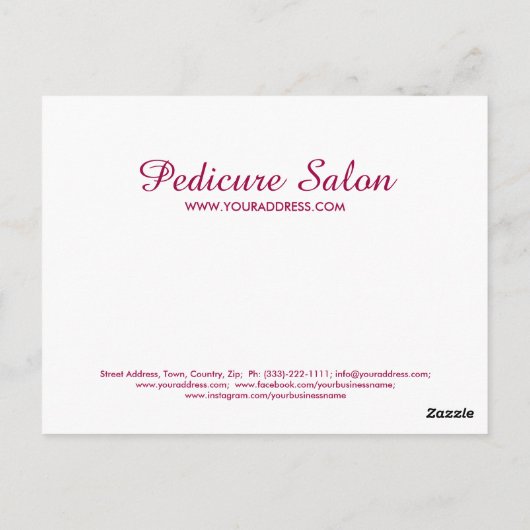 Pedicure Nagelsalon Bedankingscoupon Briefkaart (Achterkant)