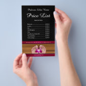 Pedicure Nail Salon Price List - zwarte roze broch Flyer (Hand)