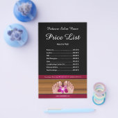 Pedicure Nail Salon Price List - zwarte roze broch Flyer (Enkel)