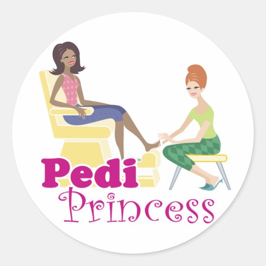 Pedicure Princess Ronde Sticker (Voorkant)