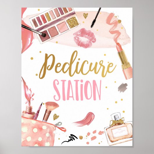 Pedicure Station Spa Party Makeup Glamor Birthday Poster (Voorkant)