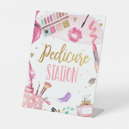 Pedicure Station Spa Party Makeup Glamor Birthday Reclamebord Met Voetstuk