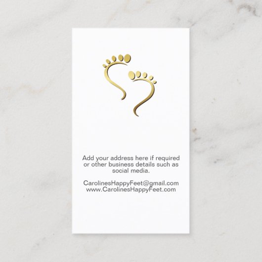 Pedicure Voetverzorging Chiropodist Podiatrist Visitekaartje (Achterkant)