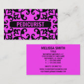 Pedicurist Hot Pink Damask Visitekaartje (Voorkant / Achterkant)