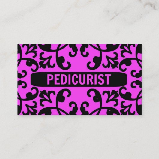 Pedicurist Hot Pink Damask Visitekaartje (Voorkant)