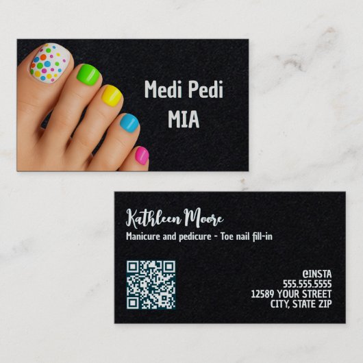 Pedicurist Toe Nail Technician QR Visitekaartje (Voorkant / Achterkant)