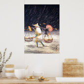 Pedler in de Snowy Night Shotei Takahashi Poster (Keuken)