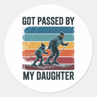 Pedo gedaan door mijn dochter Funny Skiën Retro wi Ronde Sticker