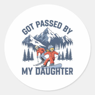 Pedo gekregen van mijn dochter Grappig skiën Famil Ronde Sticker
