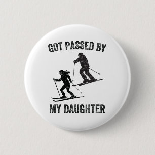 Pedo kreeg van mijn dochter Grappig skiën Familie Ronde Button 5,7 Cm