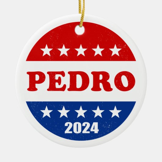 Pedro 2024 Presidentiële Button van de Campagne Keramisch Ornament (Voorkant)