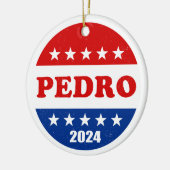 Pedro 2024 Presidentiële Button van de Campagne Keramisch Ornament (Links)