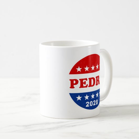 Pedro 2028 Rood Wit Blauw Retro Button Koffiemok (Voorkant rechts)