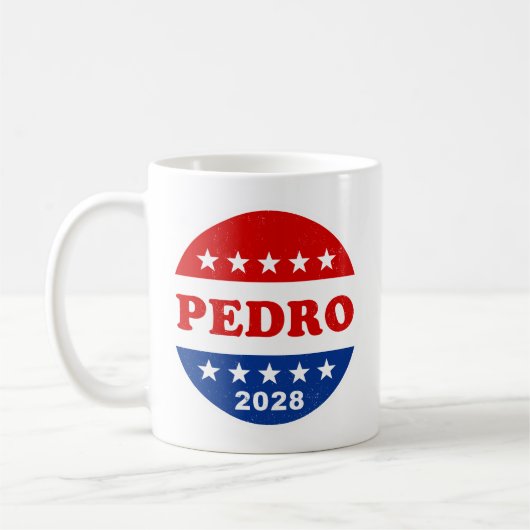 Pedro 2028 Rood Wit Blauw Retro Button Koffiemok (Links)