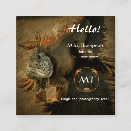 Pedro Iguana 0768 Calling Card Vierkante Visitekaartje (Voorkant)